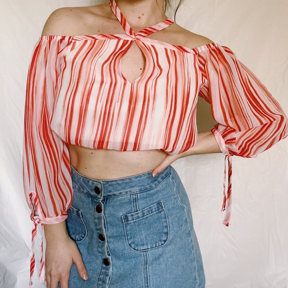 Vintage Orange Striped Top
